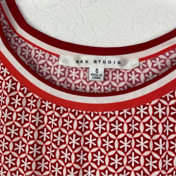 Max Studio Red Orange & White Soft Sheath Dress Size Small - Picture 4 of 12